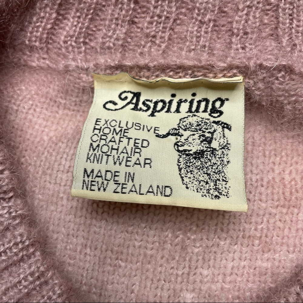 Vintage 80s Aspiring New Zealand Mohair Pullover Argyle Sweater Rapaki Mahana L - Picture 12 of 14